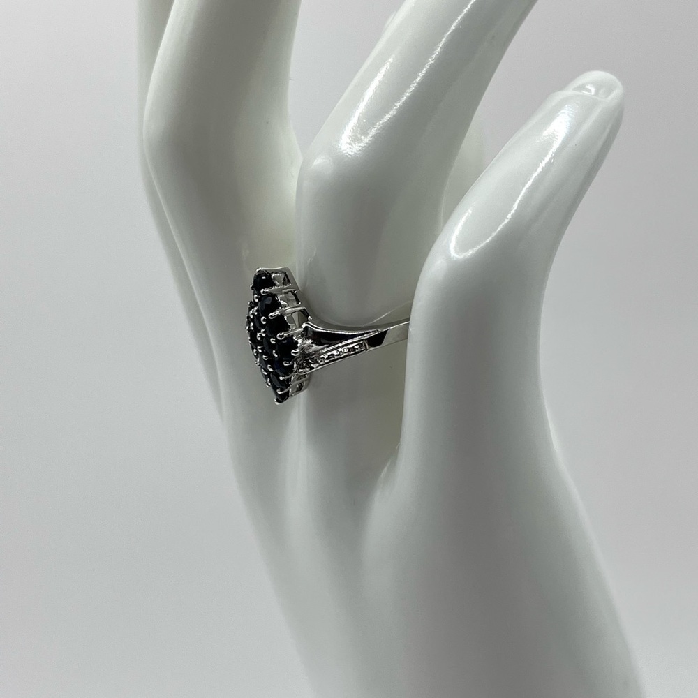 1.00 CT Natural Blue Sapphire Custom Sterling Silver Ring - Picture 5 of 6
